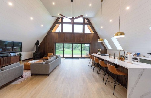 Indian River House | TreeTops Ayframe, Supersized AFrame on the River with Hot Tub