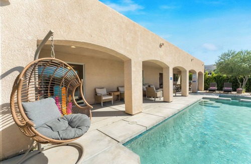 Desert Hot Springs House | Tulum Vibes in Desert Boho Hideout Pool Spa