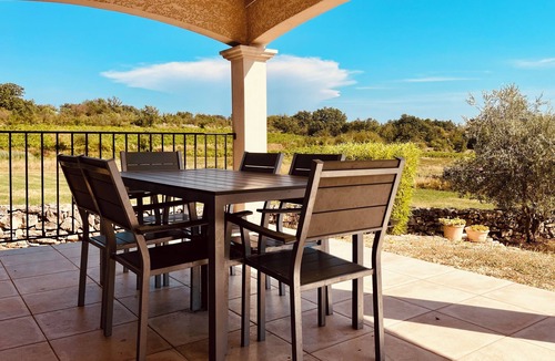 Barjac Villa | Villa Enalia, Piscine Chauffée, vue sur les Vignes et les Lavandes