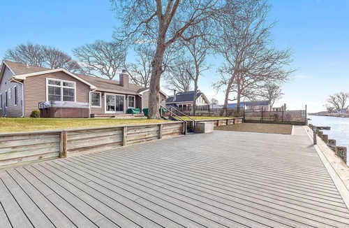 East Quogue House | Waterfront 3BR, 10 Min to U.S. Open, Deck + Hot Tub