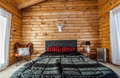 Stamford Ski Chalet | Waterfront Catskills Log Cabin with Hot Tub & Views