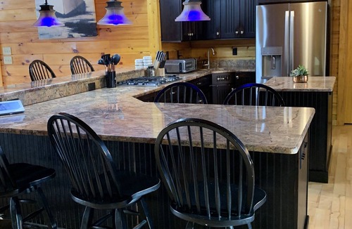 Stonehouse Cabin | Waterfront Handicap accessible home with Fire pit, hot tub & dock