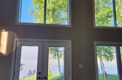 Ryerson House | Waterfront home on stunning lake Cecebe luxury cathedral ceilings cozy fireplace