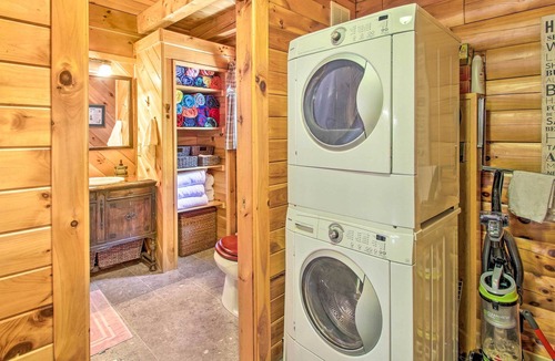 East Wakefield Cabin | Waterfront Log Cabin w/ Hot Tub & Fire Pit!