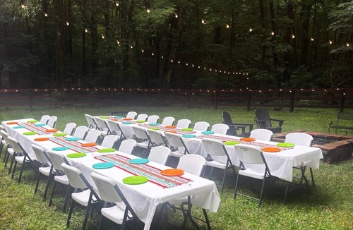 McLeansville Cabin | Whisper Chalet events w/hot tub , fenced yard string lights w/fire pit, privacy, free onsite parking