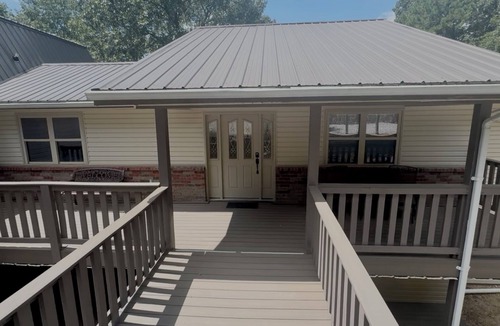 Kansas House | Woodland Escape, A rustic Charm meets Modern comfort in this 2BR 2BA home.