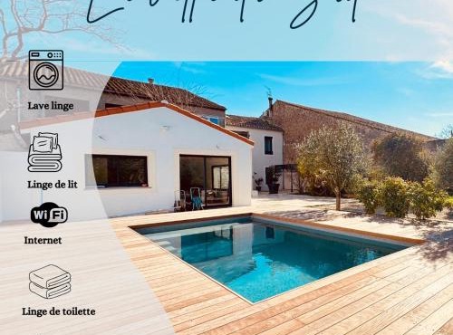 À 1min d'une base nautique Maison spacieuse avec piscine