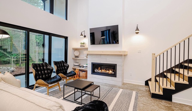 À 1 hre de Montréal, entouré d'arbres matures, vous trouverez le Chalet Snö !
