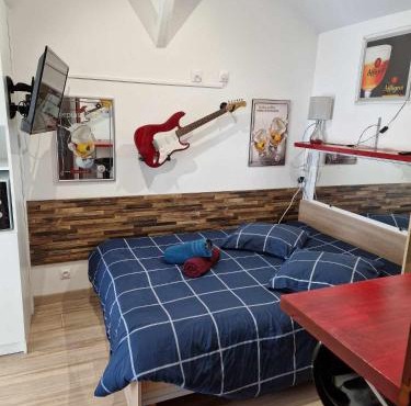 07 - Joli studio tout équipé avec un lit double, vue sur jardin, parking privatif gratuit, grand fourgon possible, tout le linge de maison est fourni