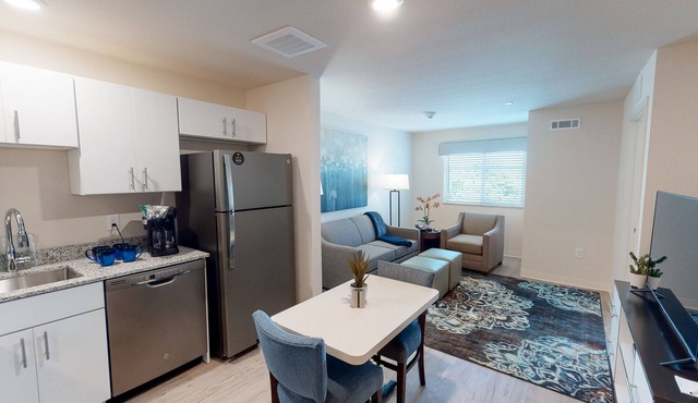 1 Bedroom 1 Bath furnished apartments with fully equipped kitchens & appliances