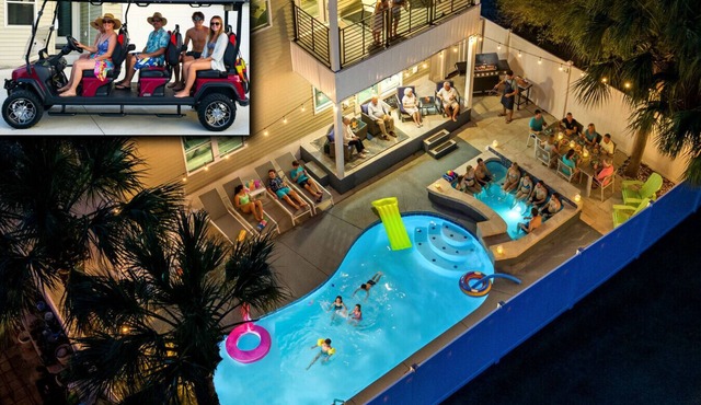 #1 Destin home, Saltwater spa & pool, Beach@2min walk, Golf cart