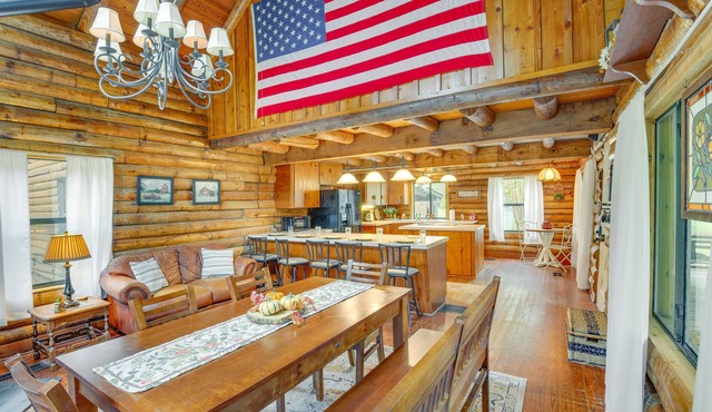 1 Mi to Lake: Log Cabin Retreat w/Fire Pit