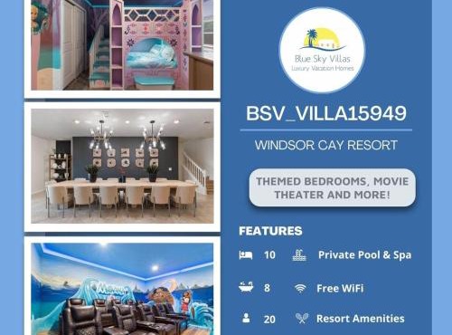 10 BR Home, Themed Rooms, Private Pool, in New Windsor Cay Resort
