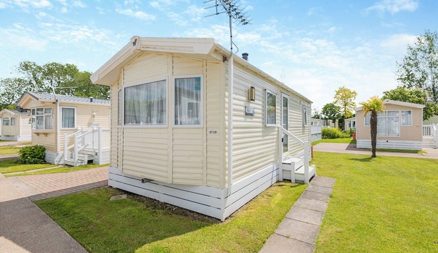 12ft-wide caravan with one double and one twin.