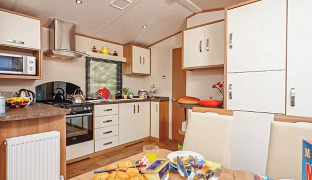 12ft-wide caravan with one double and two twin.