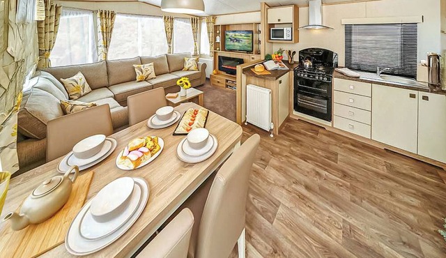 12ft-wide caravan with one double and two twin.