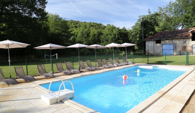 12th Century Chateau midst 20 acres bordered by river, with private pool