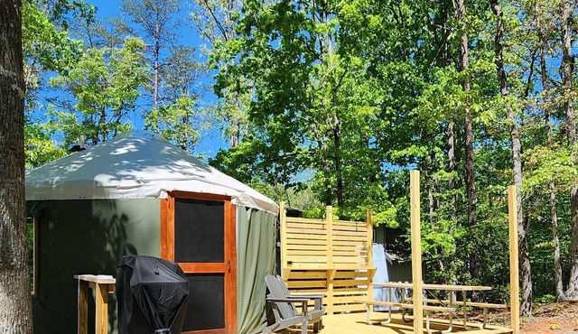 16' Yurt, Dog Friendly, Deck, Dome Skylight, Sleeps 2.