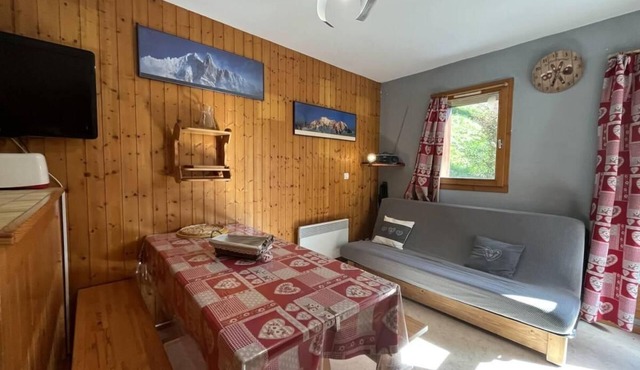 170m from ski slopes, 1st floor, view building, terrace, tv, ski locker, 28m², Peisey-Vallandry