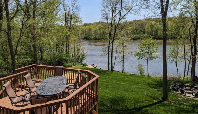 2-Acre Retreat on the Fox River with Spectacular Views & Hot Tub!
