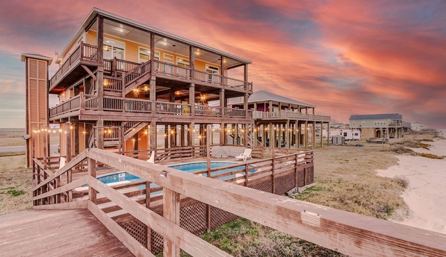 2 Beachfront Homes, Each with Pool. Sleep 26