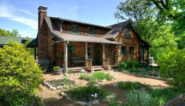 2 bedroom, 2 bath log cabin with 3 fireplaces near St Louis & Scott AFB