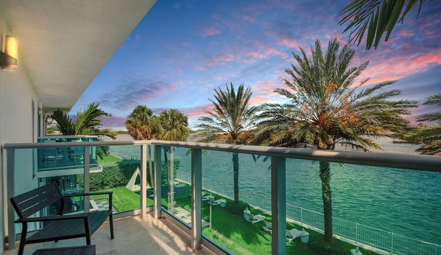 2 Bedroom-2 Bathroom with Canal Front Balcony Steps Away from Bal Harbour Beach