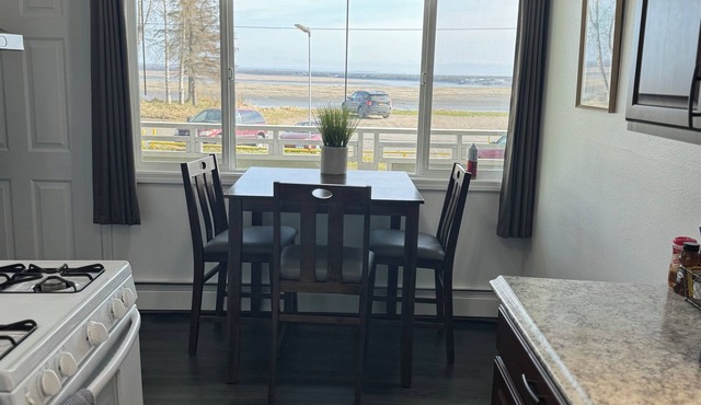 2 bedroom apartment overlooking the the mouth of the Kenai River. Downtown Kenai