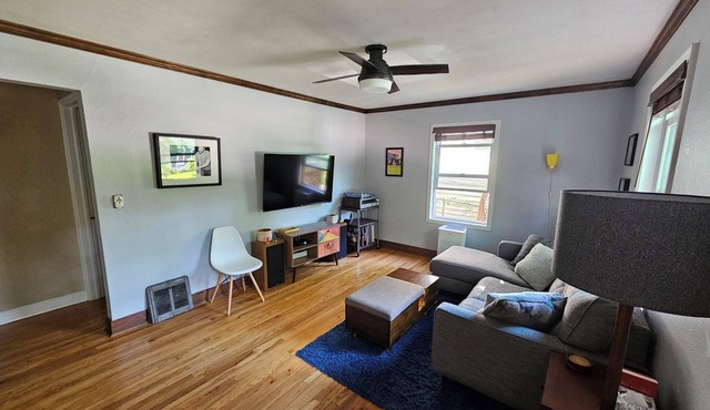 2-bedroom home w/deck, private backyard, and outdoor fireplace.