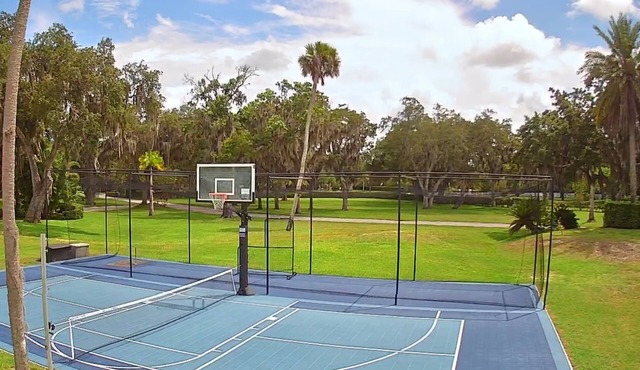 2-bedrooms 2-baths with PICKLE BALL, TENNIS, BATTING CAGE, BASKETBALL, & POOL.