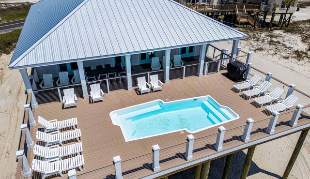 2 dog-friendly beach houses right on the sand w/private heated pool & elevator