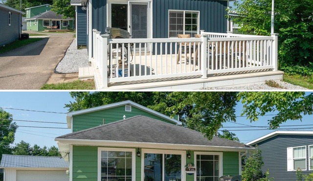 2 Houses right on Gun Lake with Dock! Lake Toys & Game Room Optional boat rental