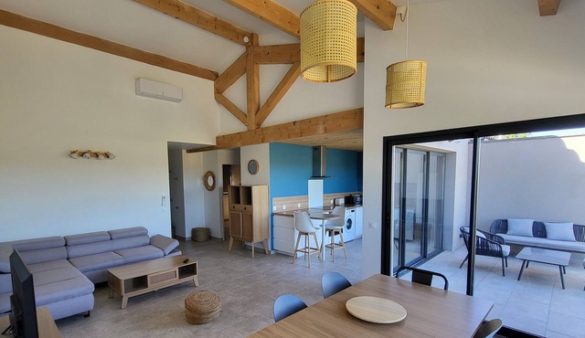 2- Quiet house and very large swimming pool with panoramic view of the vineyards