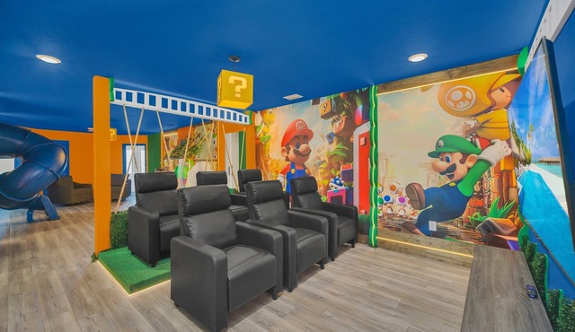 2-Story Slide! MARIO Galaxy Theater! Minions and Mickey! EPIC Gameroom!