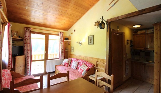 200m from ski slopes, 2nd floor, view mountain, fitness, sauna, balcony, tv, ski locker, 38m²