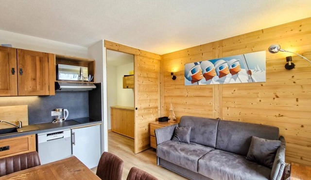 210m from shops, 4th floor, balcony, tv, ski locker, 25m², Flaine