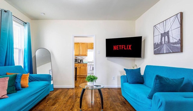 2BR Apt|Free Pkng| Netflix| NJ Train| Pets |6 pple