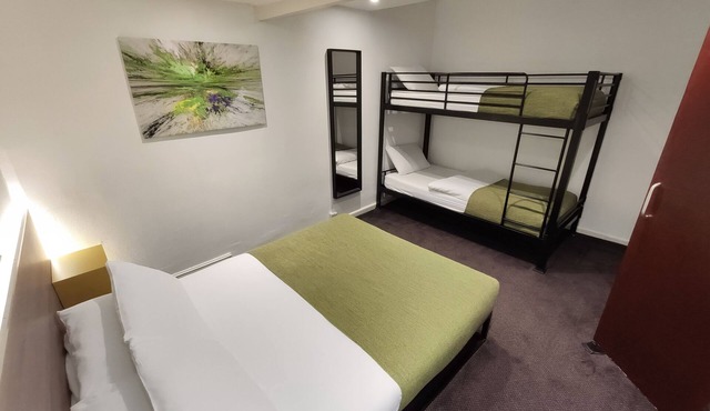 2nd floor double & bunk bed room apartment 5 minuets walk from town.