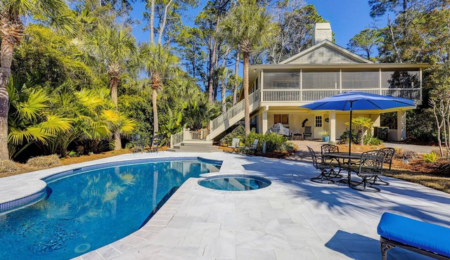 2nd Row Ocean Sea Pines Home – Beach Path Next to Home – Private Pool & Spa