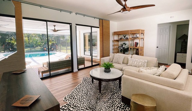 3 Bedroom 2 Bath One Floor Contemporary with HEATED POOL in Screened Lanai