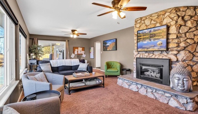 3 bedroom, 2 bath, plus sofa sleeper, dog friendly w. fee, game room with pool table, air hockey, darts.