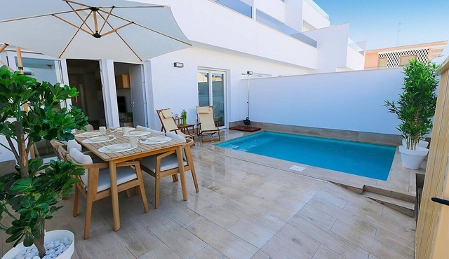 3-bedroom modern home with private pool and walking distance from the beach.