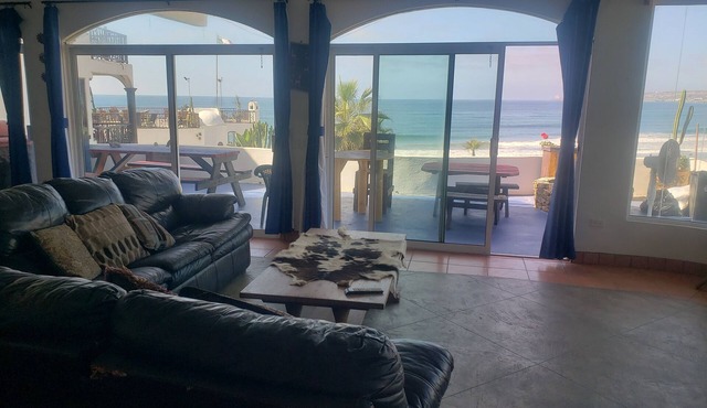 3 bedroom oceanfront villa - large terrace, pool, jacuzzi, fire pit, bbq & beach