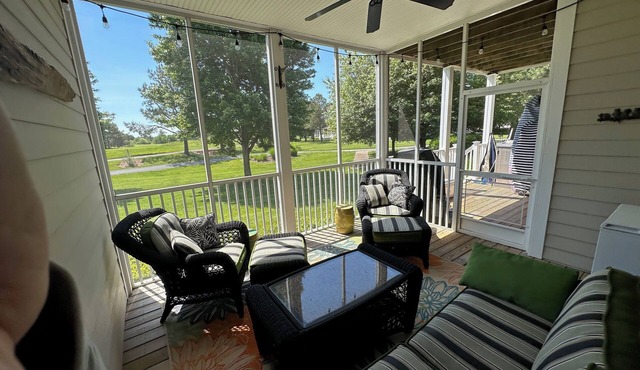 3-bedroom villa on Beartrap Dunes Golf Course. 1st tee, pool, ground floor.