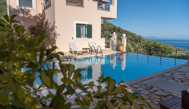 3 bedroom villa with pool, peaceful location, amazing sea views over Nissaki Bay