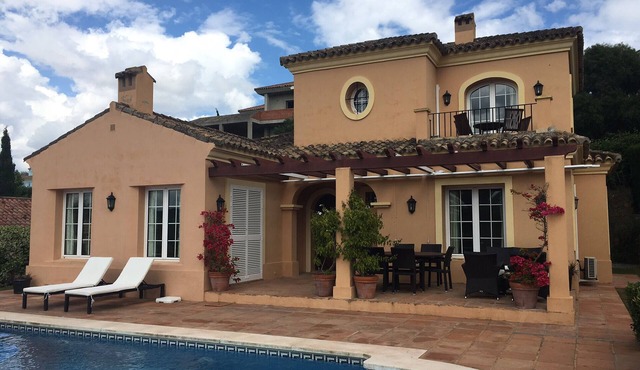 3 bedrooms, 3 bathrooms, private heated pool, garden area and golf course views