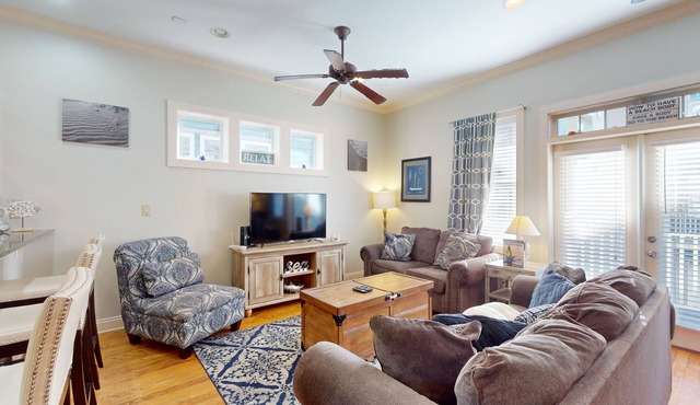 3-story, dog-friendly home with pool & balcony - walk to beach