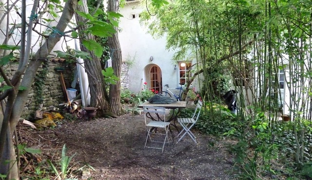 300m from the beach, large charming house with wooded garden and flowered courtyard