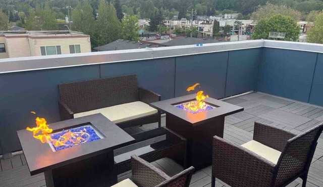 3BR Near Downtown, Rooftop Firepit, King bed, Parking