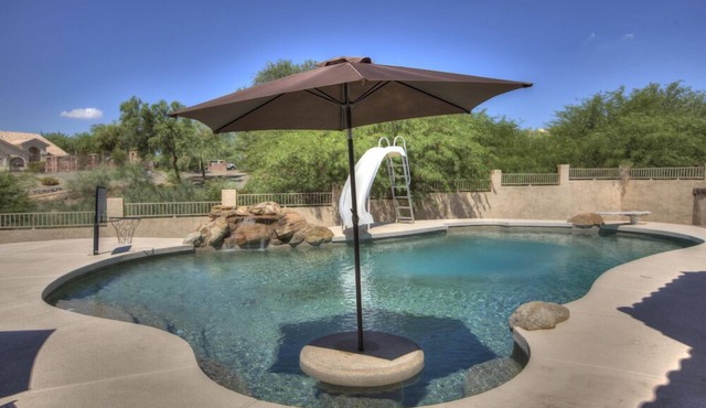 4 Bedroom Single Story Golf Course Home, Heated Diving Pool + Slide, & Hot Tub